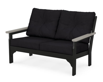 POLYWOOD® Vineyard Deep Seating Loveseat in Black / Driftwood / Midnight Linen