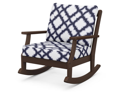 POLYWOOD® Braxton Deep Seating Rocking Chair in Mahogany / Trellis Navy