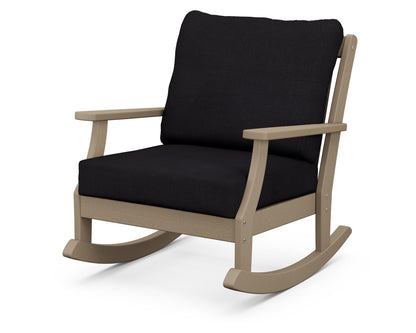 POLYWOOD® Braxton Deep Seating Rocking Chair in Vintage Sahara / Midnight Linen