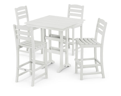 POLYWOOD® La Casa Café 5-Piece Farmhouse Trestle Bar Set in White