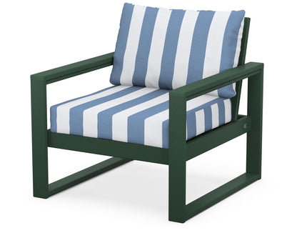 POLYWOOD® EDGE Club Chair in Green / Cabana Stripe Sky Blue