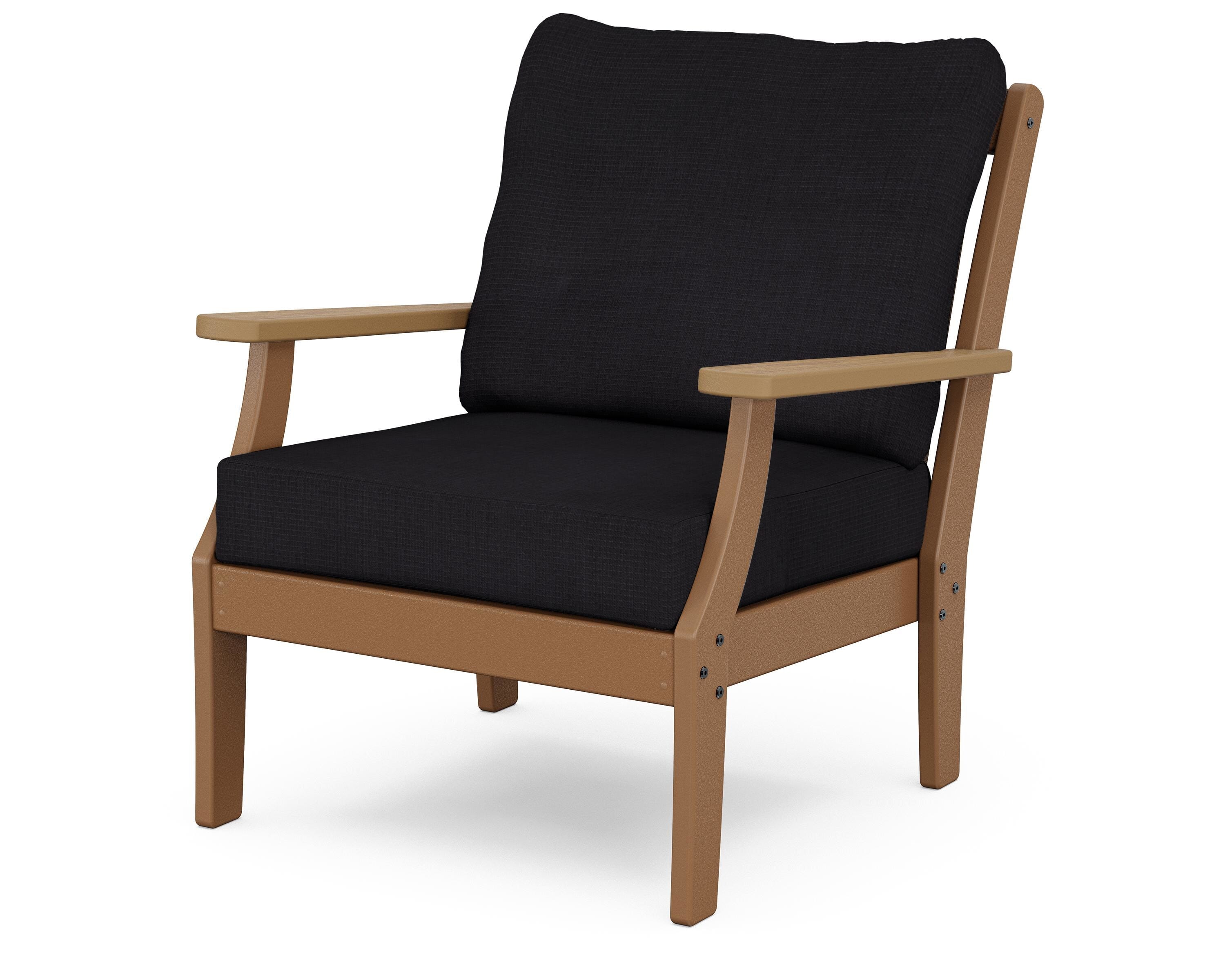 POLYWOOD® Braxton Deep Seating Chair in Teak / Natural / Midnight Linen