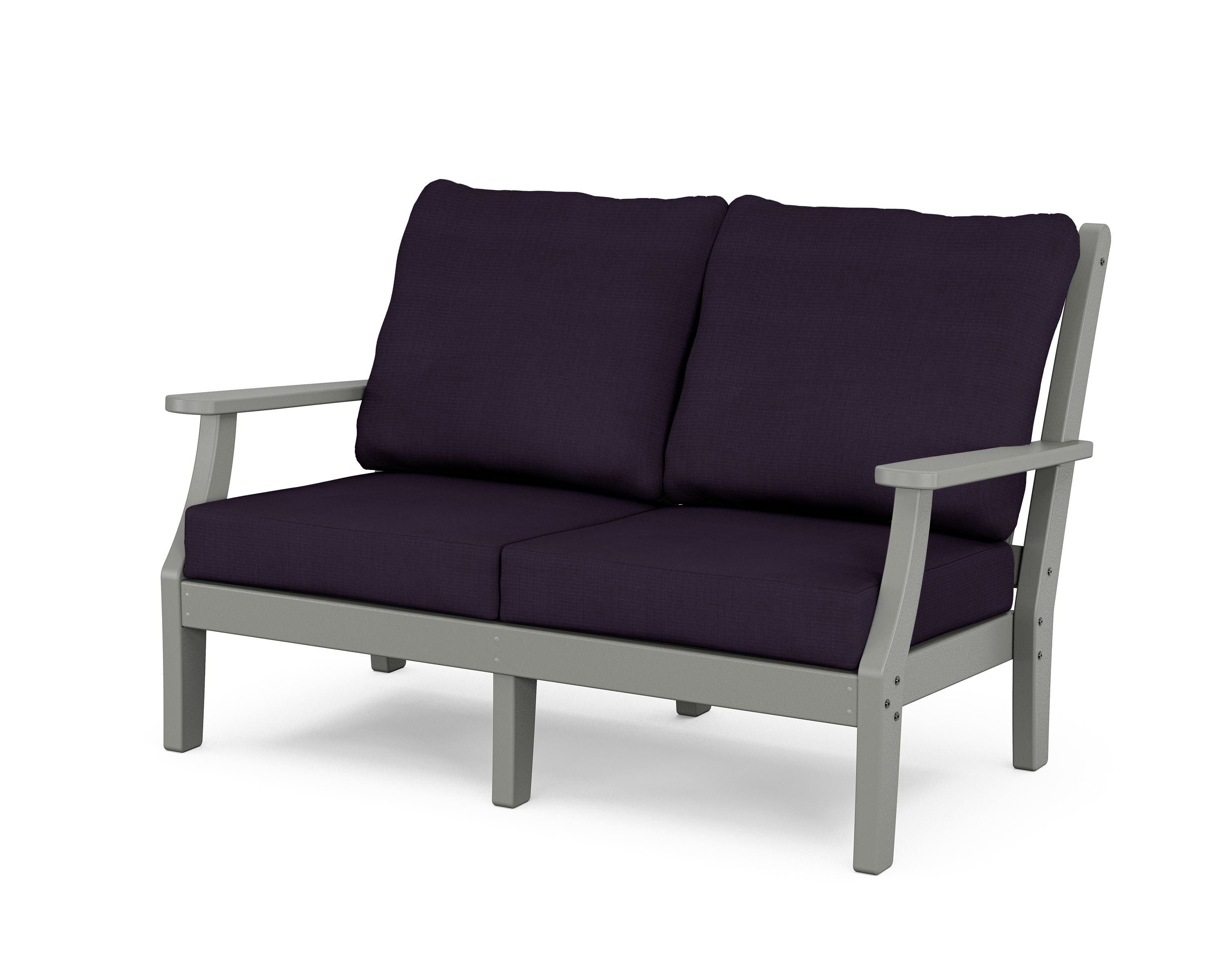 Country Living Wovendale Deep Seating Loveseat in Slate Grey / Navy Linen