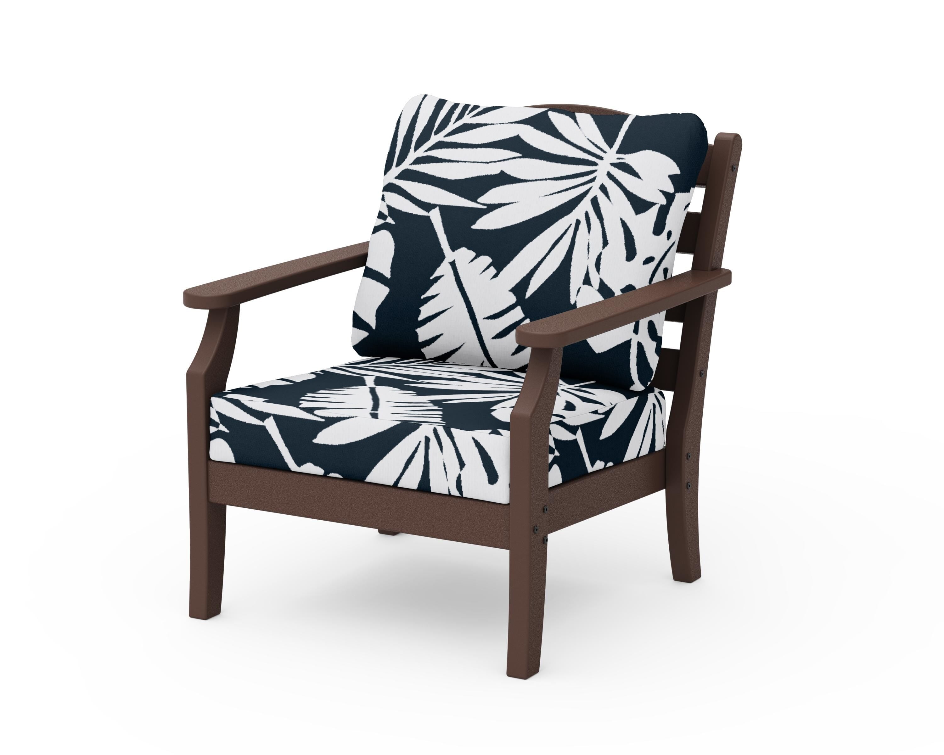 Draper James™ by  POLYWOOD® Savannah Deep Seating Chair in Mahogany / Leaf Marine Indigo