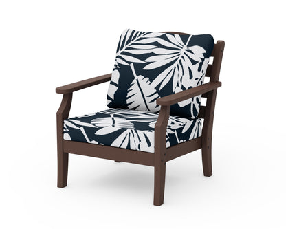 Draper James™ by  POLYWOOD® Savannah Deep Seating Chair in Mahogany / Leaf Marine Indigo