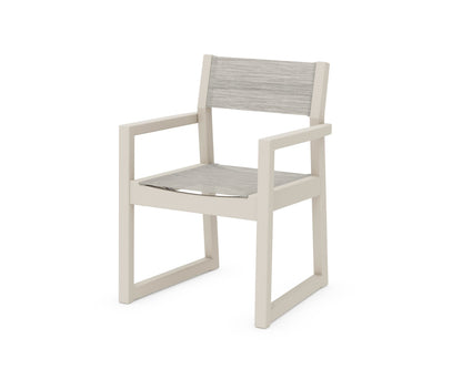 POLYWOOD® EDGE Sling Dining Arm Chair in Sand / Birch Sling