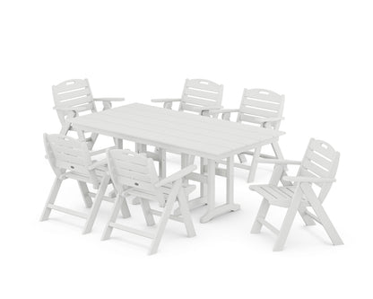 POLYWOOD® Nautical Lowback 7-Piece Farmhouse Dining Set in White