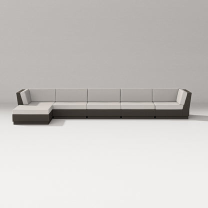 PW Designer Series Elevate 6-Piece Chaise Sectional in Vintage Coffee / Cast Ash