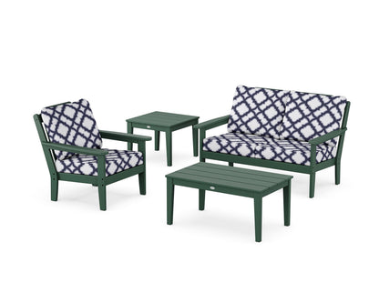 Country Living Wovendale 4-Piece Deep Seating Set in Green / Trellis Navy