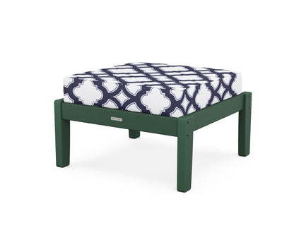 Martha Stewart by POLYWOOD® Chinoiserie Deep Seating Ottoman in Green / Trellis Navy