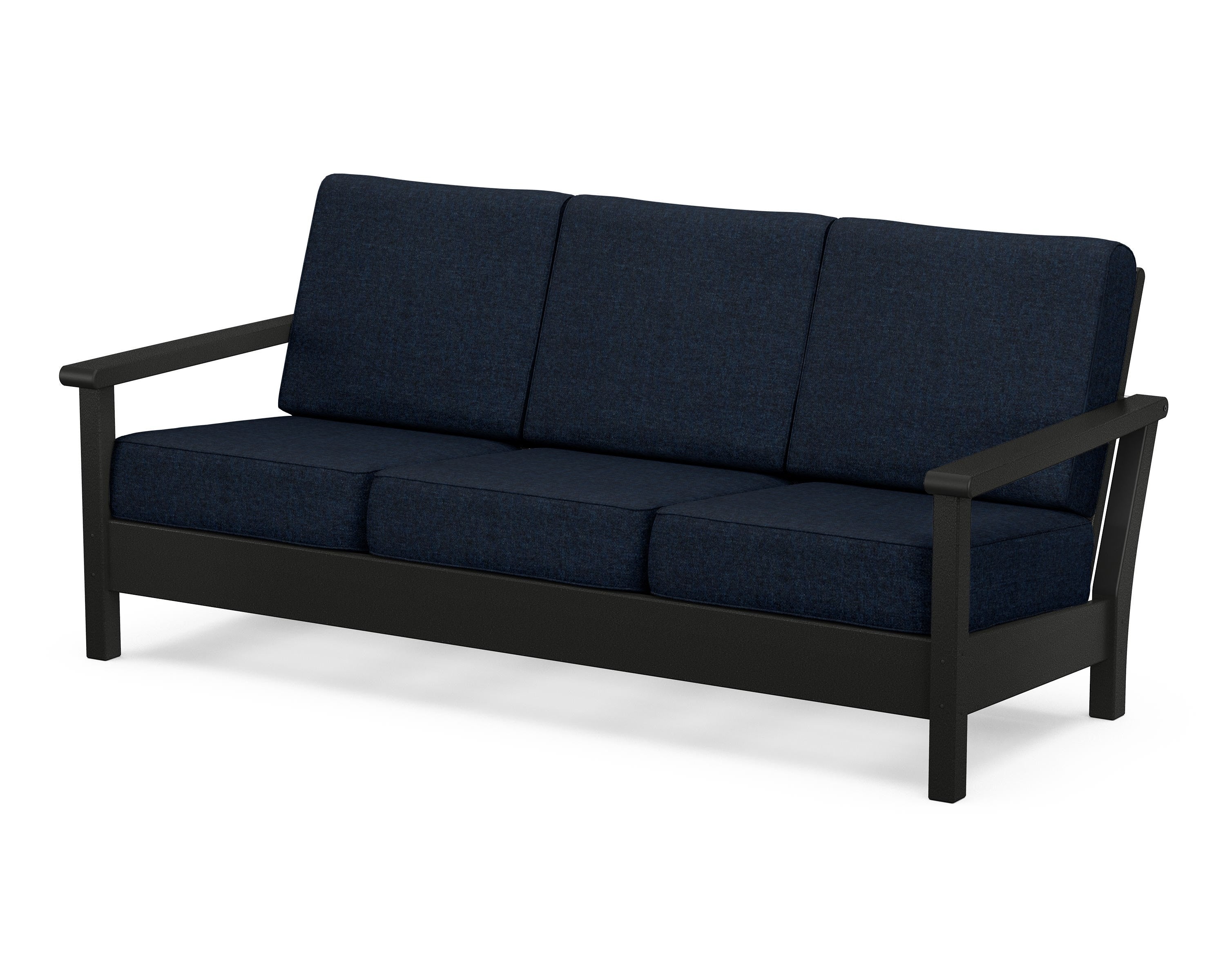 POLYWOOD® Harbour Deep Seating Sofa in Black / Marine Indigo