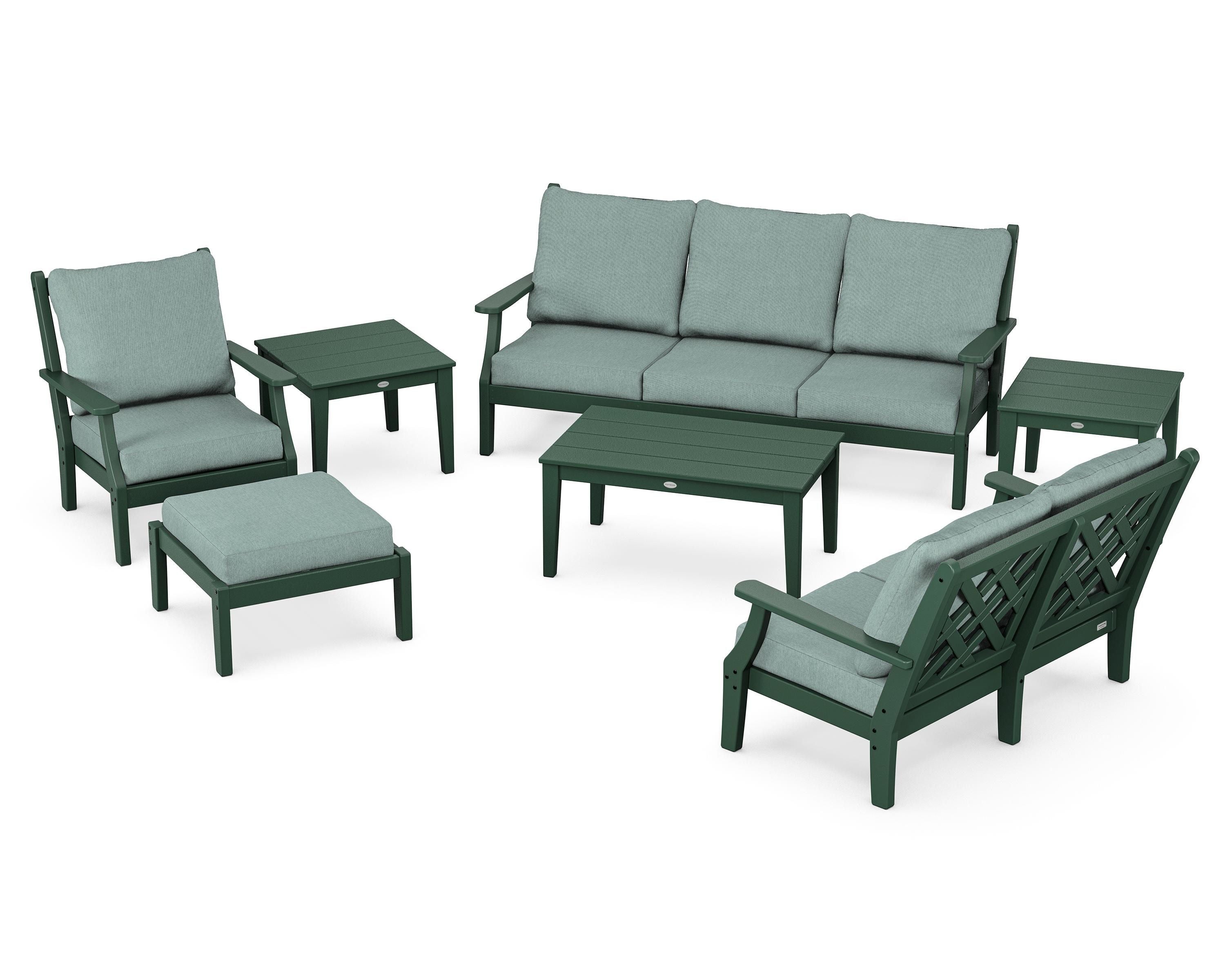Country Living Wovendale 7-Piece Deep Seating Set in Green / Glacier Spa
