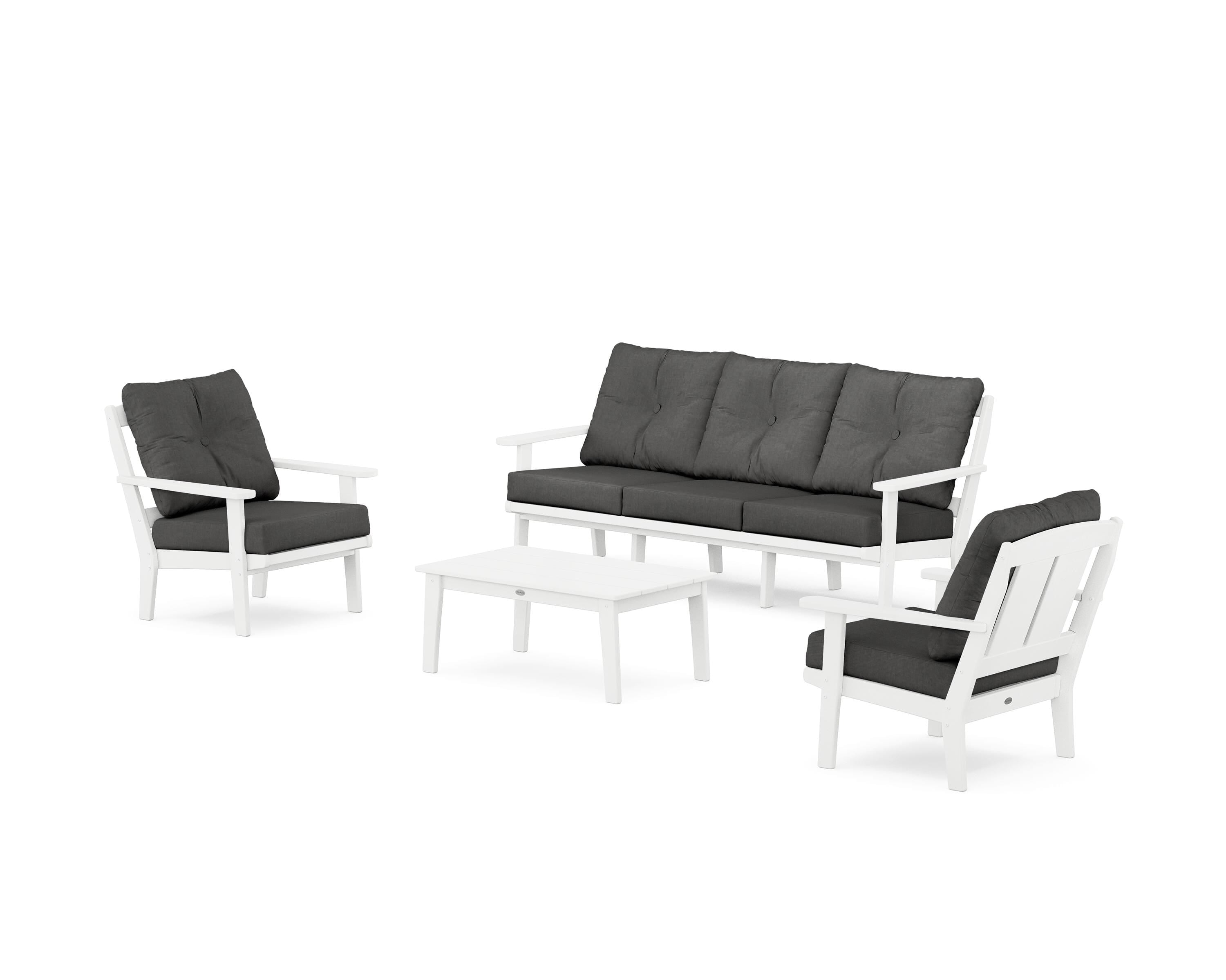 POLYWOOD® Mission 4-Piece Deep Seating Set with Sofa in White / Spectrum Carbon