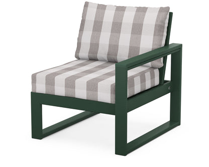 POLYWOOD® EDGE Modular Right Arm Chair in Green / Buffalo Plaid Grey Mist