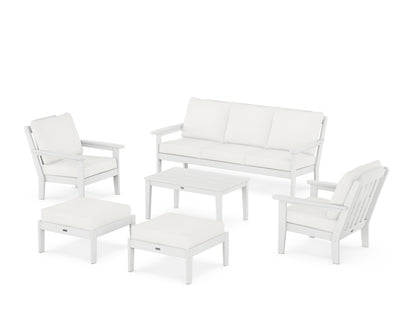 Country Living Cottage 6-Piece Lounge Sofa Set in White / Natural Linen