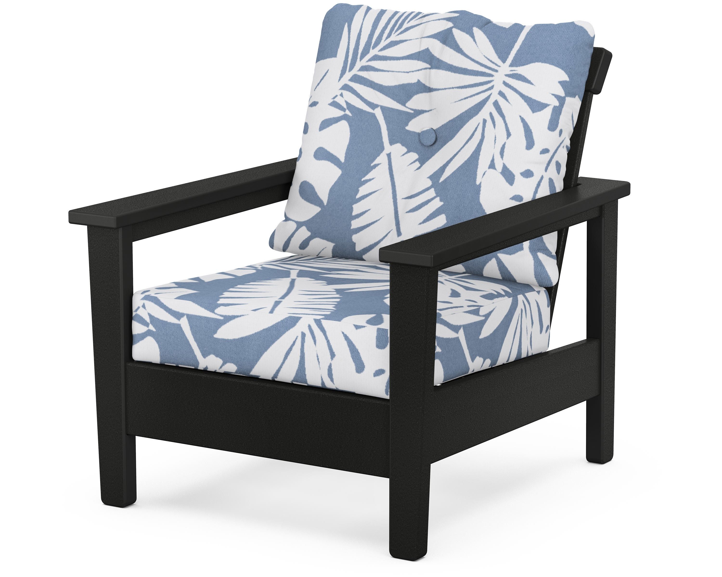 POLYWOOD® Prescott Deep Seating Chair in Black / Leaf Sky Blue