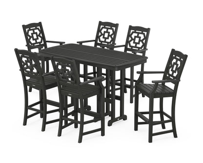 Martha Stewart by POLYWOOD® Chinoiserie Arm Chair 7-Piece Bar Set in Black