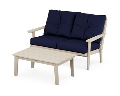 POLYWOOD® Lakeside 2-Piece Lounge Loveseat Set in Sand / Navy