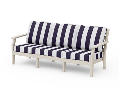 Draper James™ by  POLYWOOD® Savannah Deep Seating Sofa in Sand / Cabana Stripe Navy