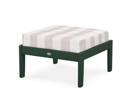 POLYWOOD® Braxton Deep Seating Ottoman in Green / Buffalo Plaid Dune Burlap