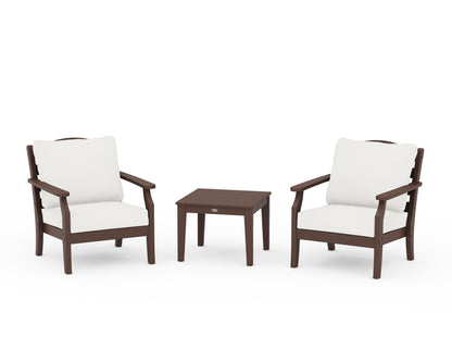 Draper James™ by  POLYWOOD® Savannah 3-Piece Deep Seating Set in Mahogany / Natural Linen