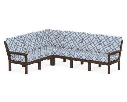 POLYWOOD® Vineyard 6-Piece Sectional in Mahogany / Trellis Sky Blue