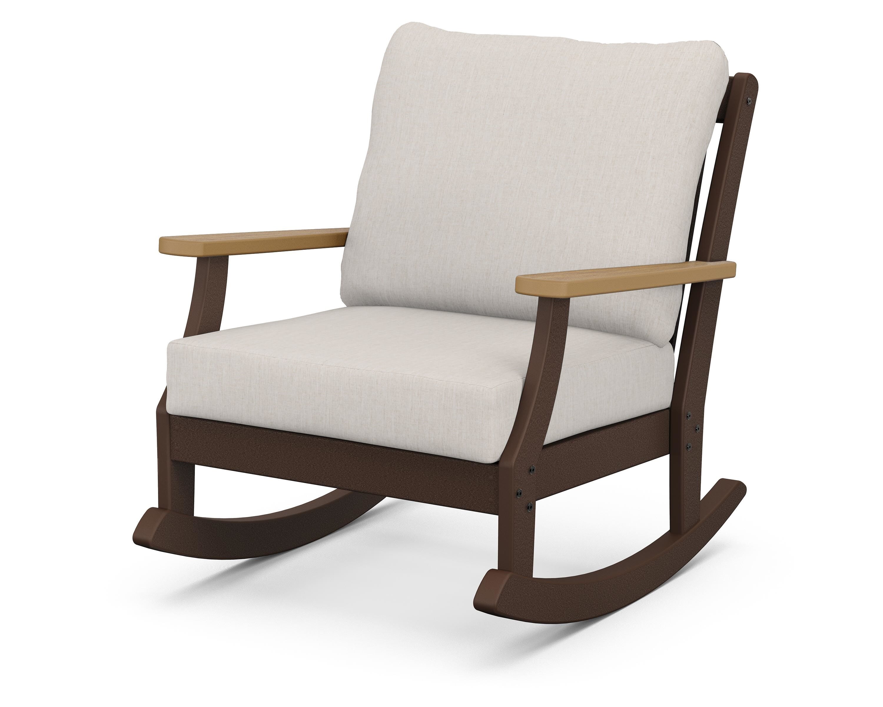 POLYWOOD® Braxton Deep Seating Rocking Chair in Mahogany / Natural / Cast Ash
