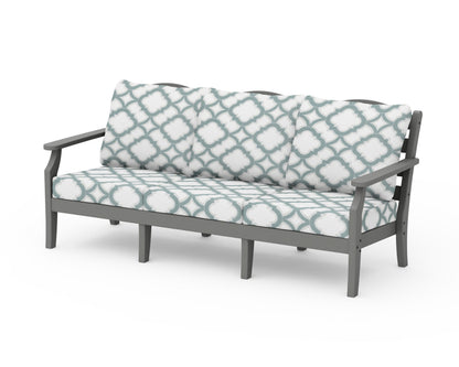Draper James™ by  POLYWOOD® Savannah Deep Seating Sofa in Slate Grey / Trellis Glacier Spa