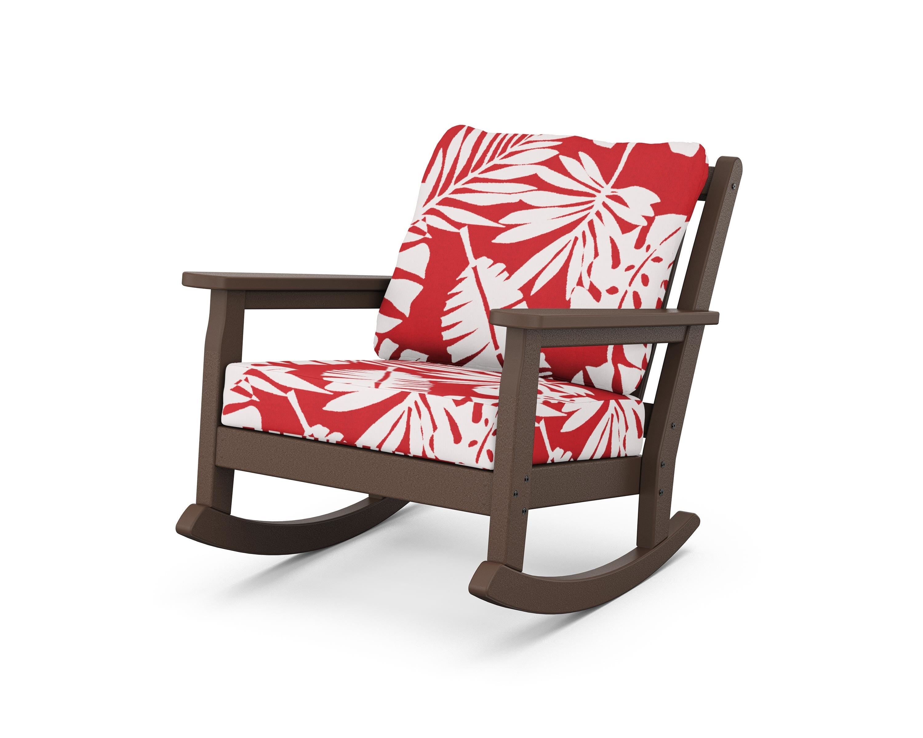 POLYWOOD® Chippendale Deep Seating Rocking Chair in Mahogany / Leaf Crimson