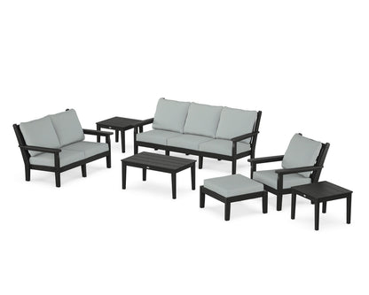 POLYWOOD® Chippendale 7-Piece Deep Seating Set in Black / Spa
