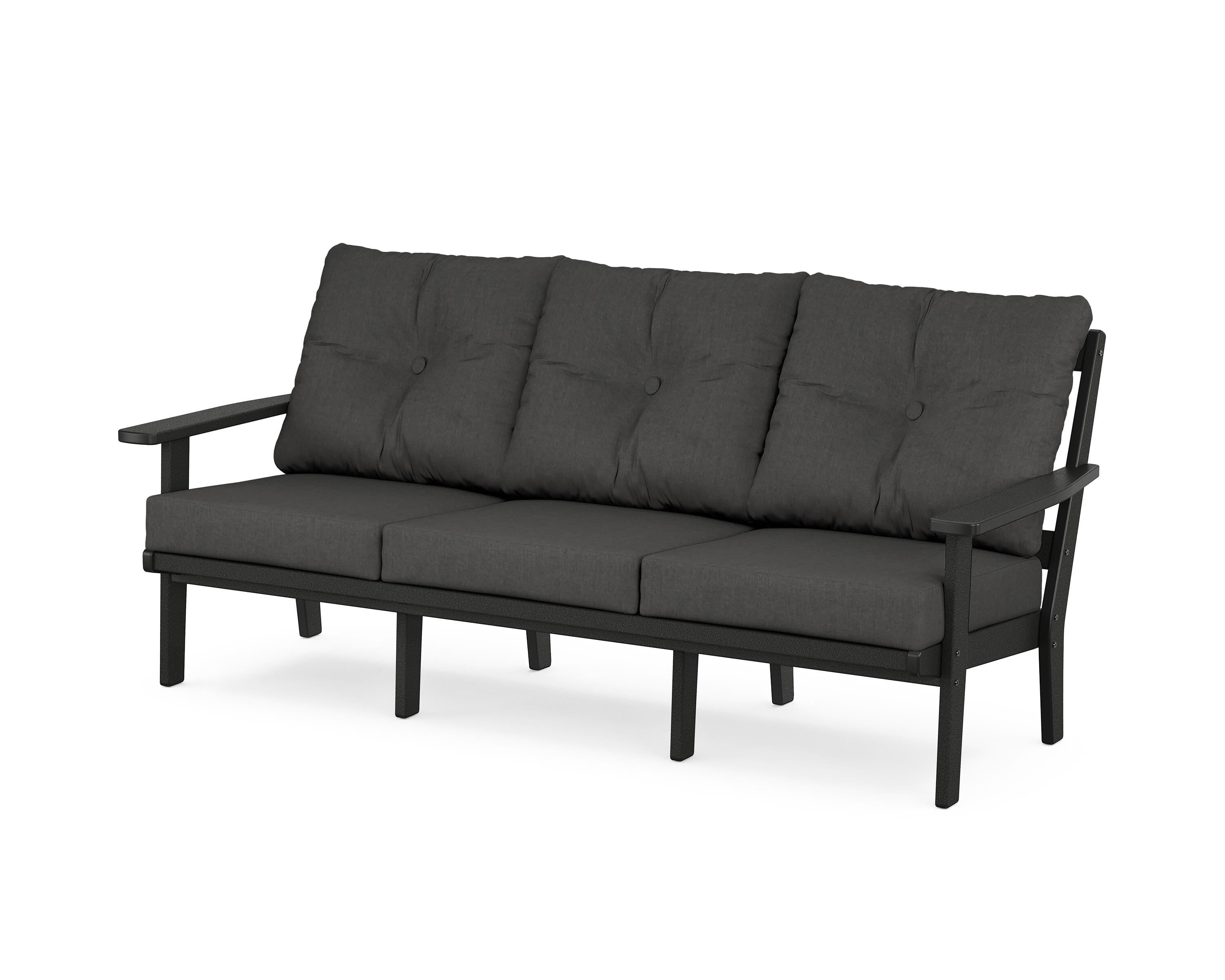 POLYWOOD® Oxford Deep Seating Sofa in Black / Spectrum Carbon