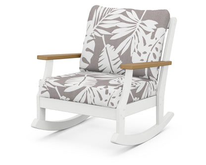 POLYWOOD® Braxton Deep Seating Rocking Chair in White / Natural / Leaf Grey Mist