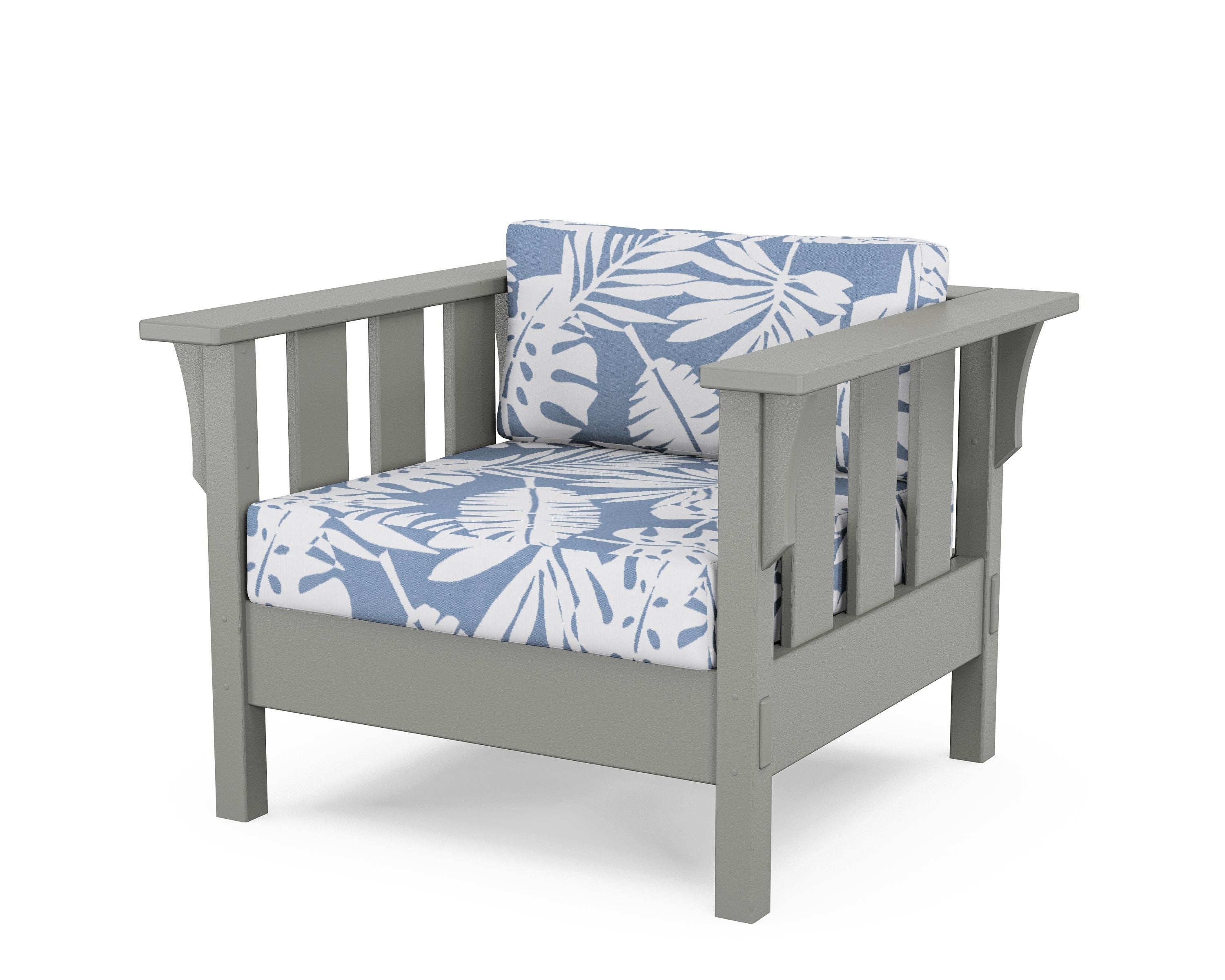 Martha Stewart by POLYWOOD® Acadia Deep Seating Chair in Slate Grey / Leaf Sky Blue