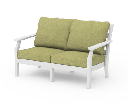 Draper James™ by  POLYWOOD® Savannah Deep Seating Loveseat in White / Chartreuse Boucle