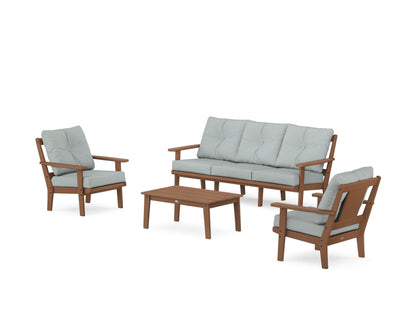 POLYWOOD® Prairie 4-Piece Deep Seating Set with Sofa in Teak / Spa