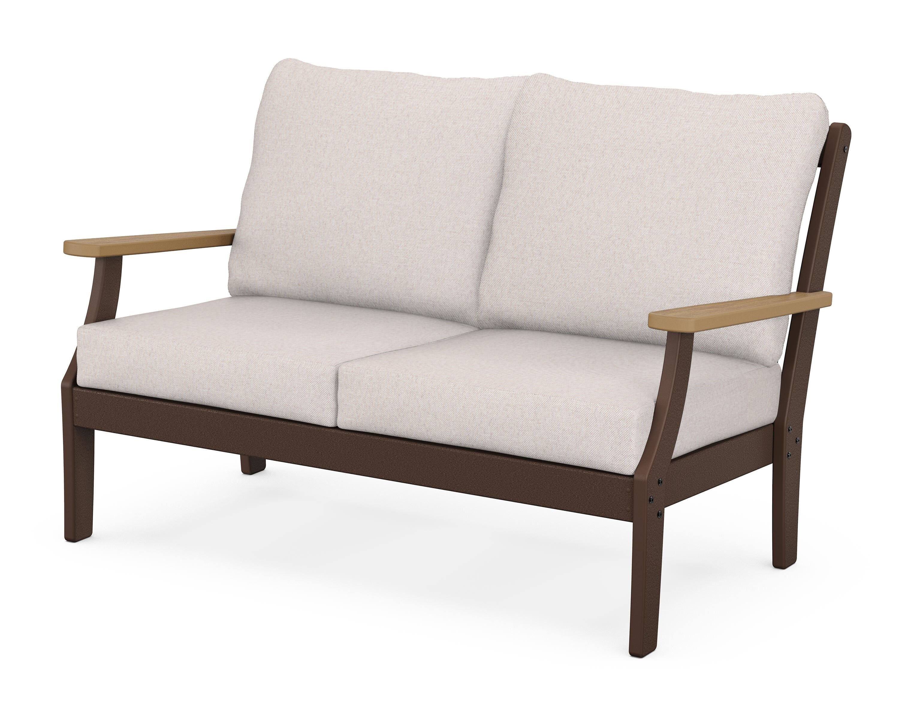 POLYWOOD® Braxton Deep Seating Loveseat in Mahogany / Natural / Dune Burlap