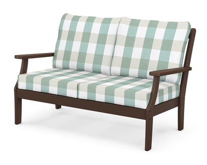 POLYWOOD® Braxton Deep Seating Loveseat in Mahogany / Buffalo Plaid Glacier Spa