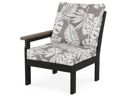 POLYWOOD® Vineyard Modular Left Arm Chair in Black / Kona / Leaf Grey Mist