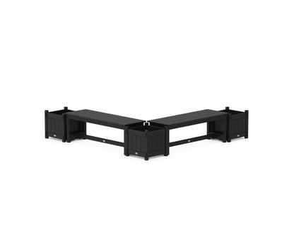 POLYWOOD® 48" Vineyard L- Shaped Planter Bench Corner Set in Black