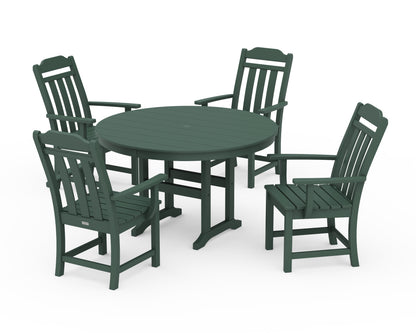 Country Living Cottage 5-Piece Round Farmhouse Dining Set in Green