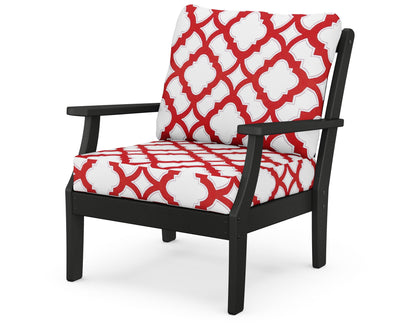 POLYWOOD® Braxton Deep Seating Chair in Black / Trellis Crimson