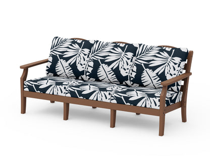 Draper James™ by  POLYWOOD® Savannah Deep Seating Sofa in Teak / Leaf Marine Indigo