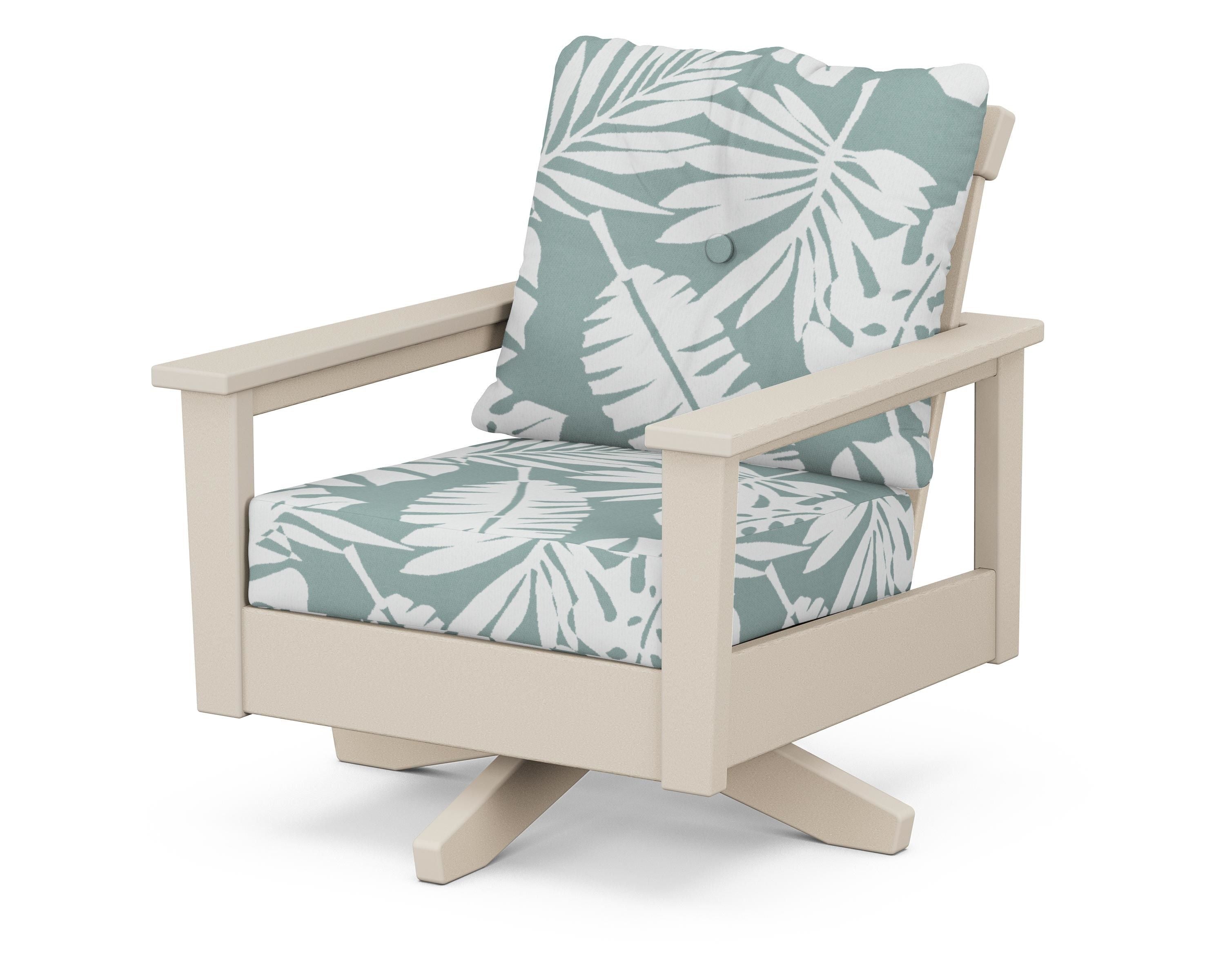 POLYWOOD® Prescott Deep Seating Swivel Chair in Sand / Leaf Glacier Spa