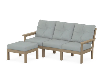 POLYWOOD® Vineyard 4-Piece Sectional with Ottoman in Vintage Sahara / Spa