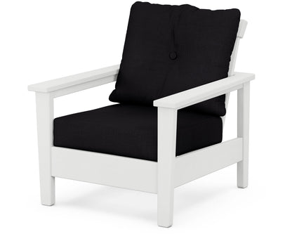 POLYWOOD® Prescott Deep Seating Chair in White / Midnight Linen