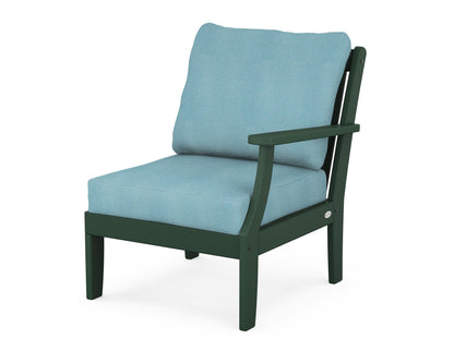 POLYWOOD® Braxton Modular Right Arm Chair in Green / Lattice Sky Blue
