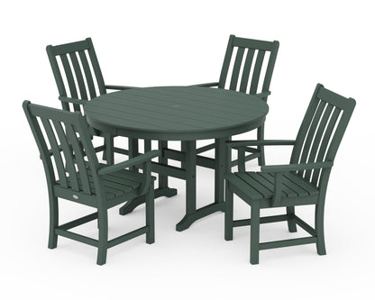 POLYWOOD® Vineyard 5-Piece Round Farmhouse Dining Set in Green