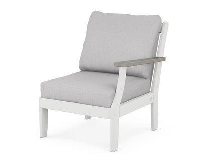 POLYWOOD® Braxton Modular Right Arm Chair in White / Driftwood / Granite