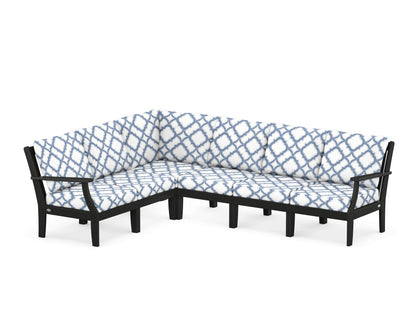 POLYWOOD® Braxton Modular 6-Piece Deep Seating Set in Black / Trellis Sky Blue