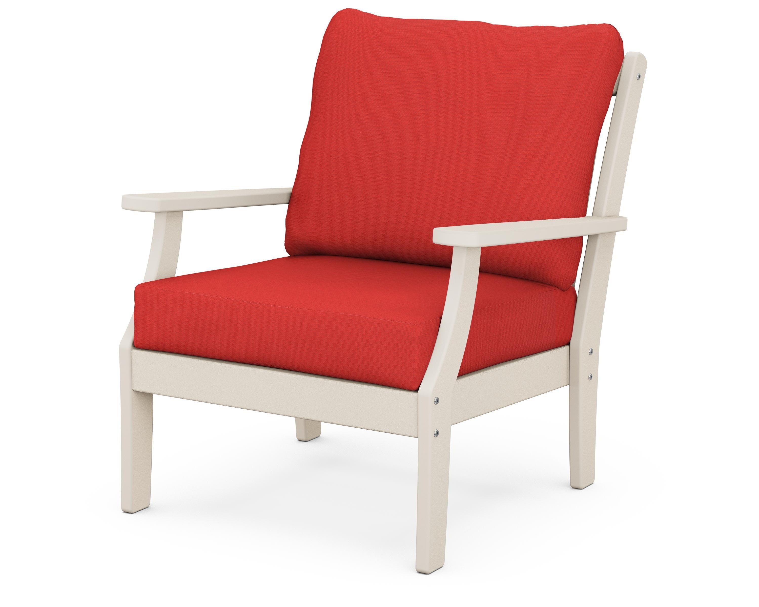 POLYWOOD® Braxton Deep Seating Chair in Sand / Crimson Linen
